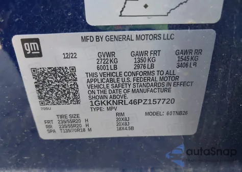 2023 GMC Acadia Awd Sle from USA, damaged, VIN 1GKKNRL46PZ157720